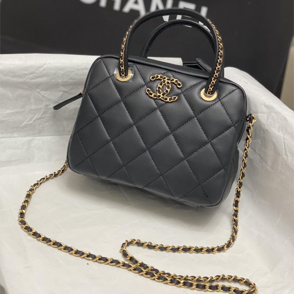 Chanel Classic Flap Diamond Check Black Leather Small Chain Bag Chanel Classic Flap Diamond Check Black Leather Small Chain Bag