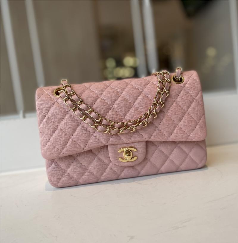 Chanel classic flap diamond check dream pink leather small chain bag Chanel classic flap diamond check dream pink leather small chain bag