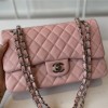 Chanel classic flap diamond check dream pink leather small silver chain bag Chanel classic flap diamond check dream pink leather small silver chain bag
