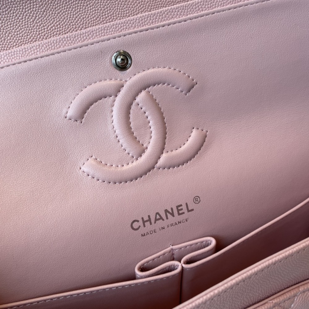 Chanel classic flap diamond check dream pink leather small silver chain bag Chanel classic flap diamond check dream pink leather small silver chain bag