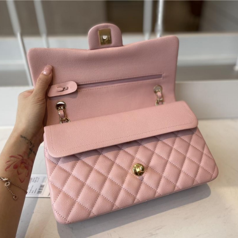 Chanel classic flap diamond check dream pink leather small chain bag Chanel classic flap diamond check dream pink leather small chain bag