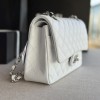Chanel Classic Flap Diamond Check Pure White Leather Small Silver Chain Bag Chanel Classic Flap Diamond Check Pure White Leather Small Silver Chain Bag