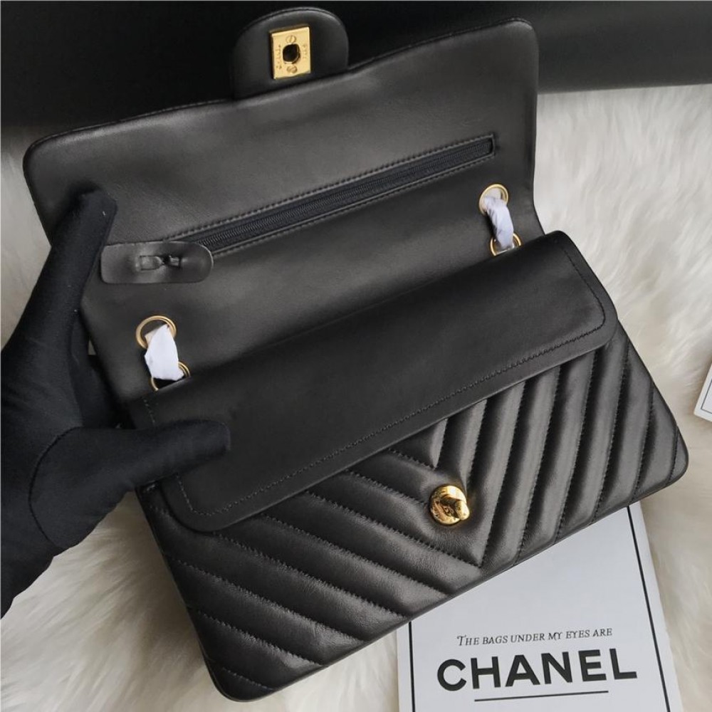 Chanel Boy Classic Flap Bag in Black Leather with Gold Lock Chain Chanel Boy Classic Flap Bag in Black Leather with Gold Lock Chain