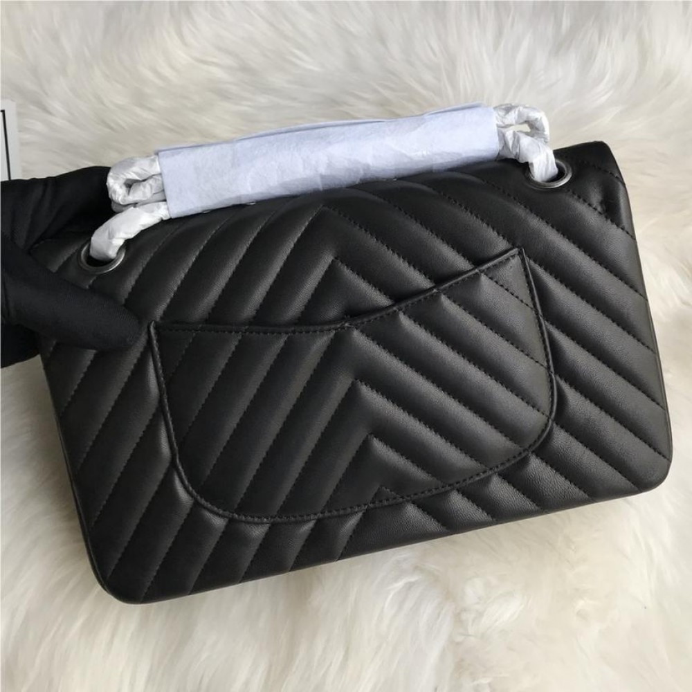 Chanel Boy Classic Flap Bag in Black Leather with Silver Lock and Chain Chanel Boy Classic Flap Bag in Black Leather with Silver Lock and Chain