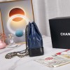Chanel classic diamond check bright blue leather chain bucket bag Chanel classic diamond check bright blue leather chain bucket bag