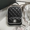 Chanel classic diamond check shiny black leather chain bag Chanel classic diamond check shiny black leather chain bag