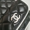 Chanel classic diamond check shiny black leather chain bag Chanel classic diamond check shiny black leather chain bag