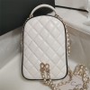 Chanel classic diamond check bright white leather chain bag Chanel classic diamond check bright white leather chain bag