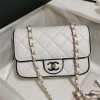 Chanel classic diamond check bright white leather chain bag Chanel classic diamond check bright white leather chain bag