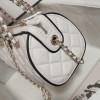 Chanel classic bright white diamond check leather chain bag Chanel classic bright white diamond check leather chain bag