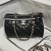 Chanel classic shiny black diamond check leather chain bag Chanel classic shiny black diamond check leather chain bag