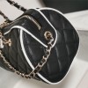Chanel classic shiny black diamond check leather chain bag Chanel classic shiny black diamond check leather chain bag