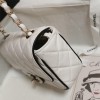 Chanel classic diamond check bright white leather chain bag Chanel classic diamond check bright white leather chain bag