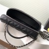 Chanel classic Coco Handle series bright black lambskin silver hardware chain bag Chanel classic Coco Handle series bright black lambskin silver hardware chain bag