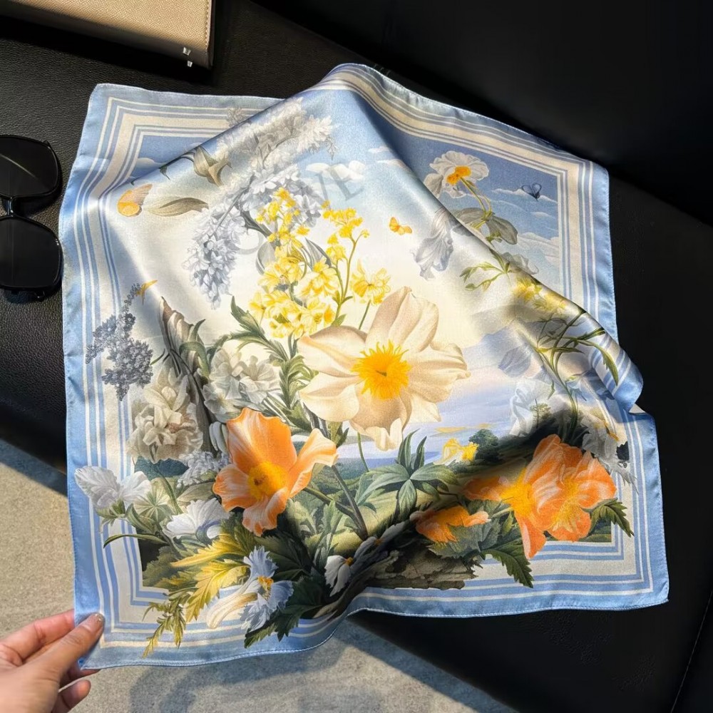 Traditional, exquisite, elegant, old-fashioned silk scarf