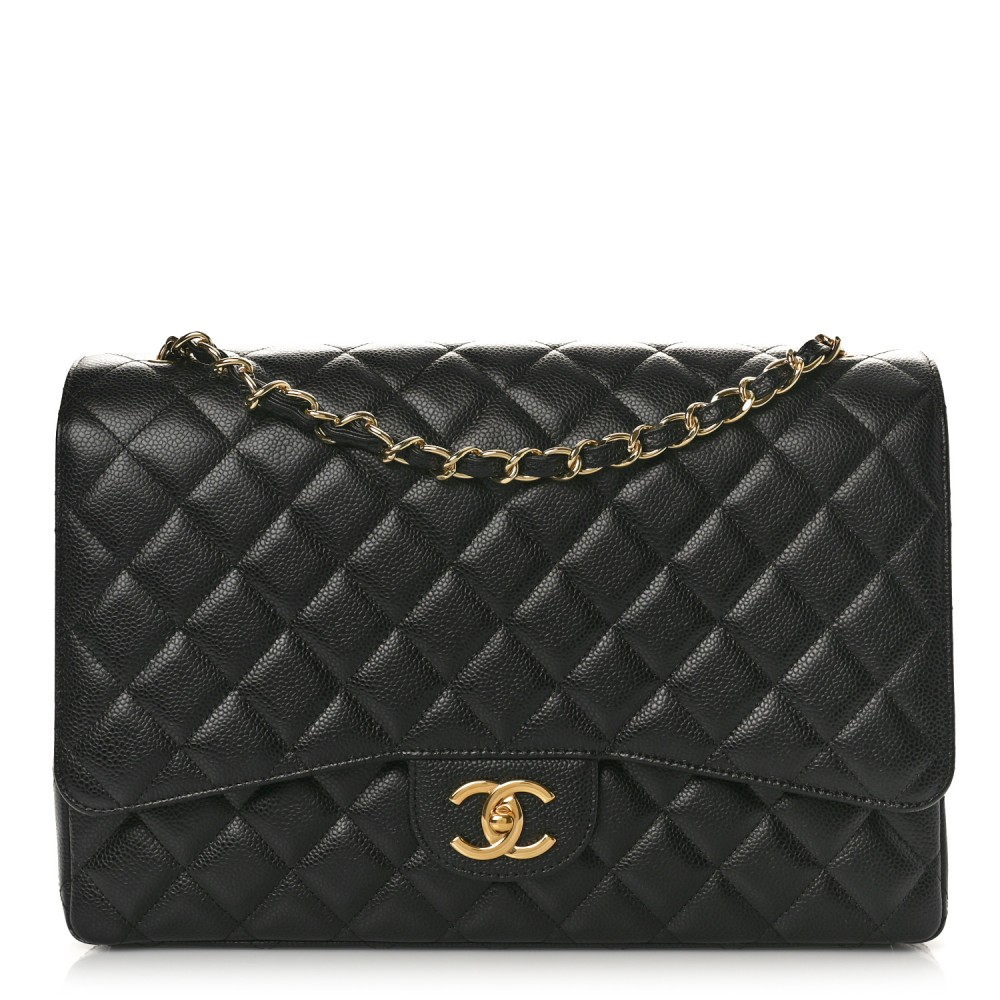 CHANEL Medium Classic Double Flap Bag Black Caviar Gold Hardware CHANEL Medium Classic Double Flap Bag Black Caviar Gold Hardware