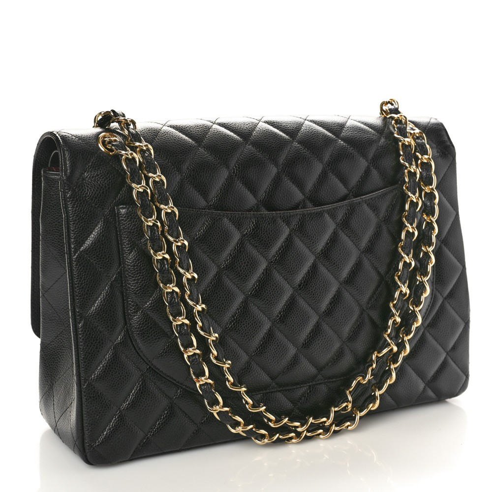 CHANEL Medium Classic Double Flap Bag Black Caviar Gold Hardware CHANEL Medium Classic Double Flap Bag Black Caviar Gold Hardware