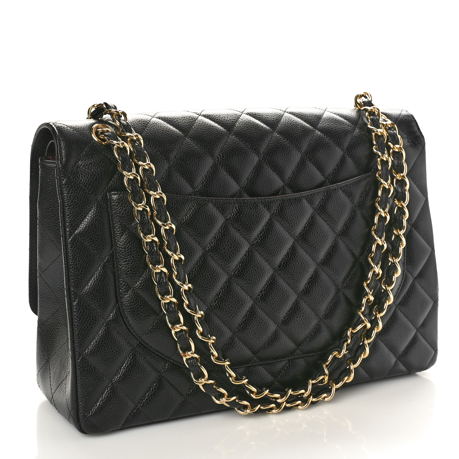 CHANEL Medium Classic Double Flap Bag Black Caviar Gold Hardware