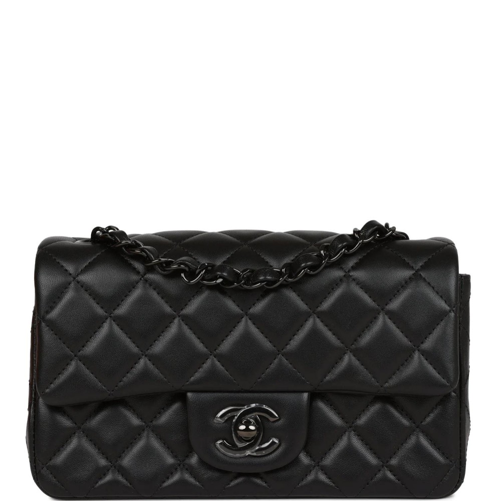 CHANEL Mini Rectangular Flap Bag SO Black Lambskin Black Hardware CHANEL Mini Rectangular Flap Bag SO Black Lambskin Black Hardware