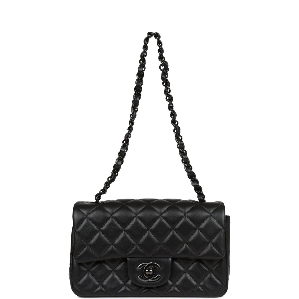 CHANEL Mini Rectangular Flap Bag SO Black Lambskin Black Hardware CHANEL Mini Rectangular Flap Bag SO Black Lambskin Black Hardware