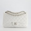 CHANEL white jumbo classic double flap BA gin lambskin leather with silver hardware CHANEL white jumbo classic double flap BA gin lambskin leather with silver hardware