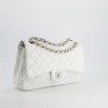 CHANEL white jumbo classic double flap BA gin lambskin leather with silver hardware CHANEL white jumbo classic double flap BA gin lambskin leather with silver hardware