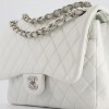 CHANEL white jumbo classic double flap BA gin lambskin leather with silver hardware CHANEL white jumbo classic double flap BA gin lambskin leather with silver hardware