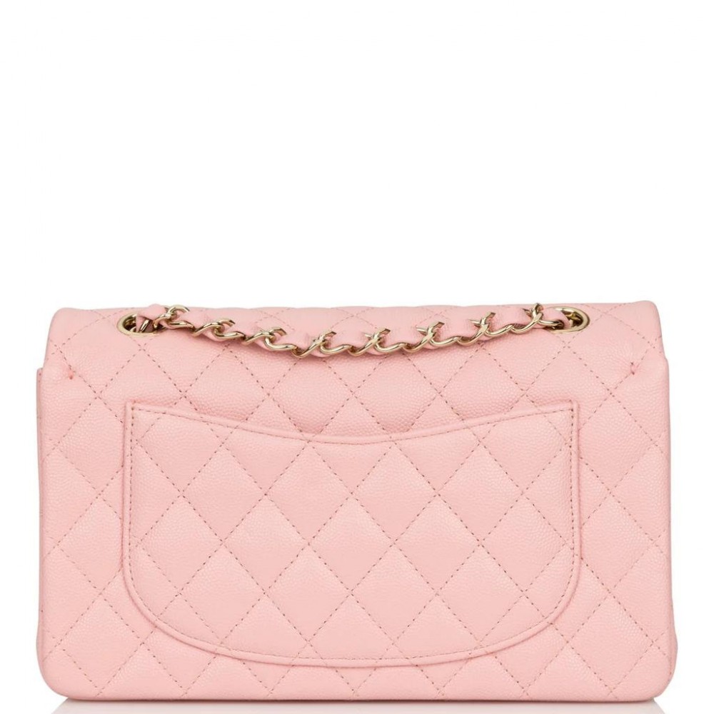 CHANEL Small Classic Double Flap Pink Caviar Light Gold Hardware CHANEL Small Classic Double Flap Pink Caviar Light Gold Hardware