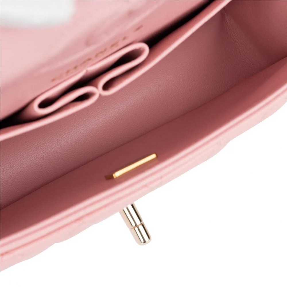 CHANEL Small Classic Double Flap Pink Caviar Light Gold Hardware CHANEL Small Classic Double Flap Pink Caviar Light Gold Hardware