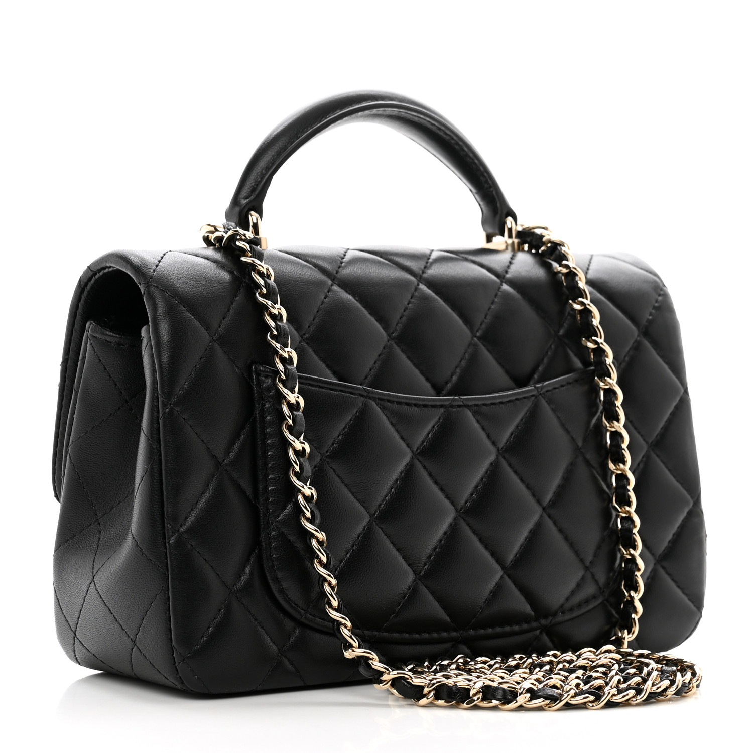 CHANEL Lambskin Quilted Mini Top Handle Rectangular Flap Black CHANEL Lambskin Quilted Mini Top Handle Rectangular Flap Black