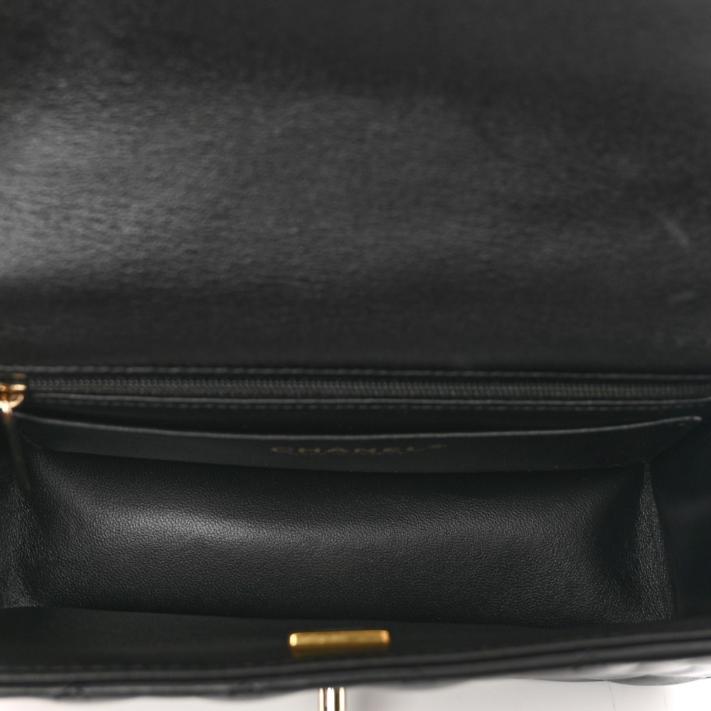 CHANEL Lambskin Quilted Mini Top Handle Rectangular Flap Black CHANEL Lambskin Quilted Mini Top Handle Rectangular Flap Black