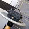 CHANEL Black Gold Lambskin Quilted Mini Top Handle Rectangular Flap CHANEL Black Gold Lambskin Quilted Mini Top Handle Rectangular Flap