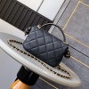 CHANEL Black Gold Lambskin Quilted Mini Top Handle Rectangular Flap CHANEL Black Gold Lambskin Quilted Mini Top Handle Rectangular Flap