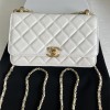 CHANEL Classic Flap Quilted White Lambskin Metal Strap Flap Bag CHANEL Classic Flap Quilted White Lambskin Metal Strap Flap Bag