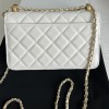 CHANEL Classic Flap Quilted White Lambskin Metal Strap Flap Bag CHANEL Classic Flap Quilted White Lambskin Metal Strap Flap Bag