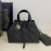 Christian Dior TOUJOURS classic rattan stitching black leather handbag Christian Dior TOUJOURS classic rattan stitching black leather handbag