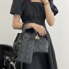 Christian Dior TOUJOURS classic rattan stitching black leather handbag Christian Dior TOUJOURS classic rattan stitching black leather handbag