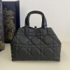 Christian Dior TOUJOURS classic rattan stitching black leather handbag Christian Dior TOUJOURS classic rattan stitching black leather handbag