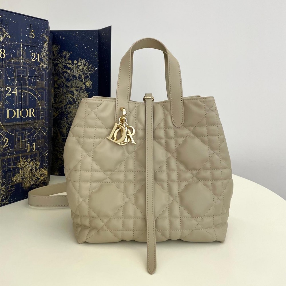 Christian Dior LADY DIOR classic rattan stitching gray leather handbag Christian Dior LADY DIOR classic rattan stitching gray leather handbag