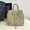 Christian Dior LADY DIOR classic rattan stitching gray leather handbag Christian Dior LADY DIOR classic rattan stitching gray leather handbag