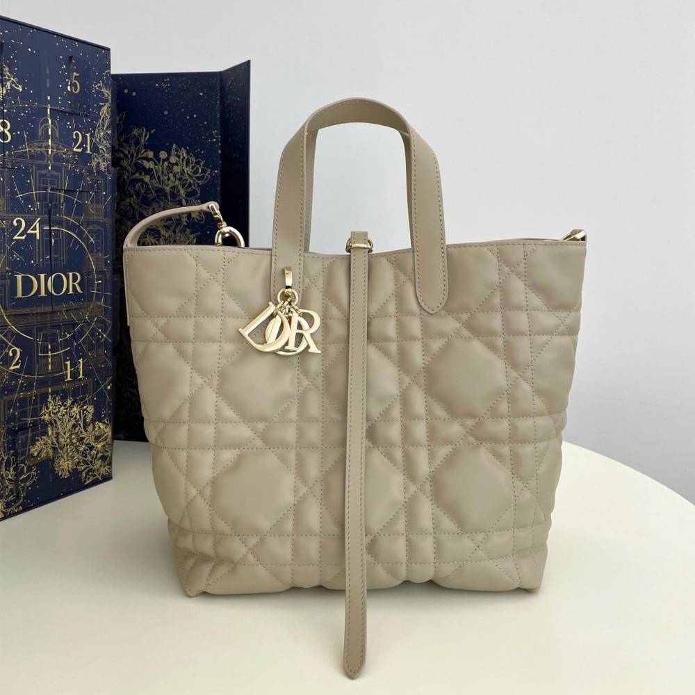 Christian Dior LADY DIOR classic rattan stitching gray leather handbag Christian Dior LADY DIOR classic rattan stitching gray leather handbag