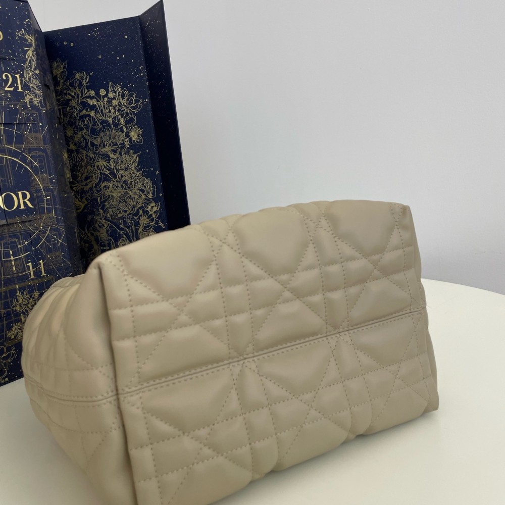 Christian Dior LADY DIOR classic rattan stitching gray leather handbag Christian Dior LADY DIOR classic rattan stitching gray leather handbag