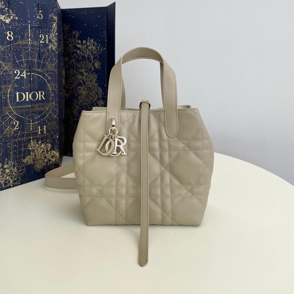 Christian Dior LADY DIOR classic small cannage stitching grey leather handbag Christian Dior LADY DIOR classic small cannage stitching grey leather handbag
