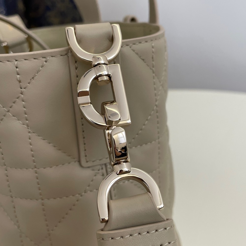 Christian Dior LADY DIOR classic small cannage stitching grey leather handbag Christian Dior LADY DIOR classic small cannage stitching grey leather handbag
