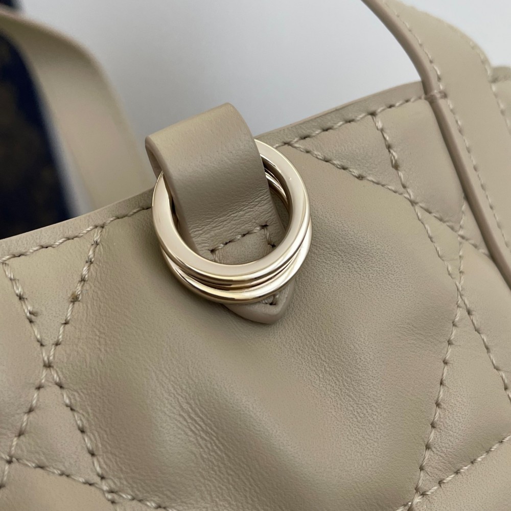 Christian Dior LADY DIOR classic small cannage stitching grey leather handbag Christian Dior LADY DIOR classic small cannage stitching grey leather handbag
