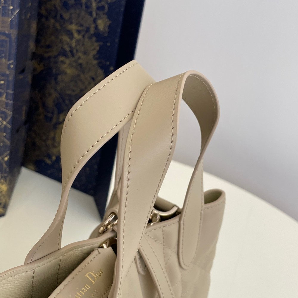 Christian Dior LADY DIOR classic small cannage stitching grey leather handbag Christian Dior LADY DIOR classic small cannage stitching grey leather handbag