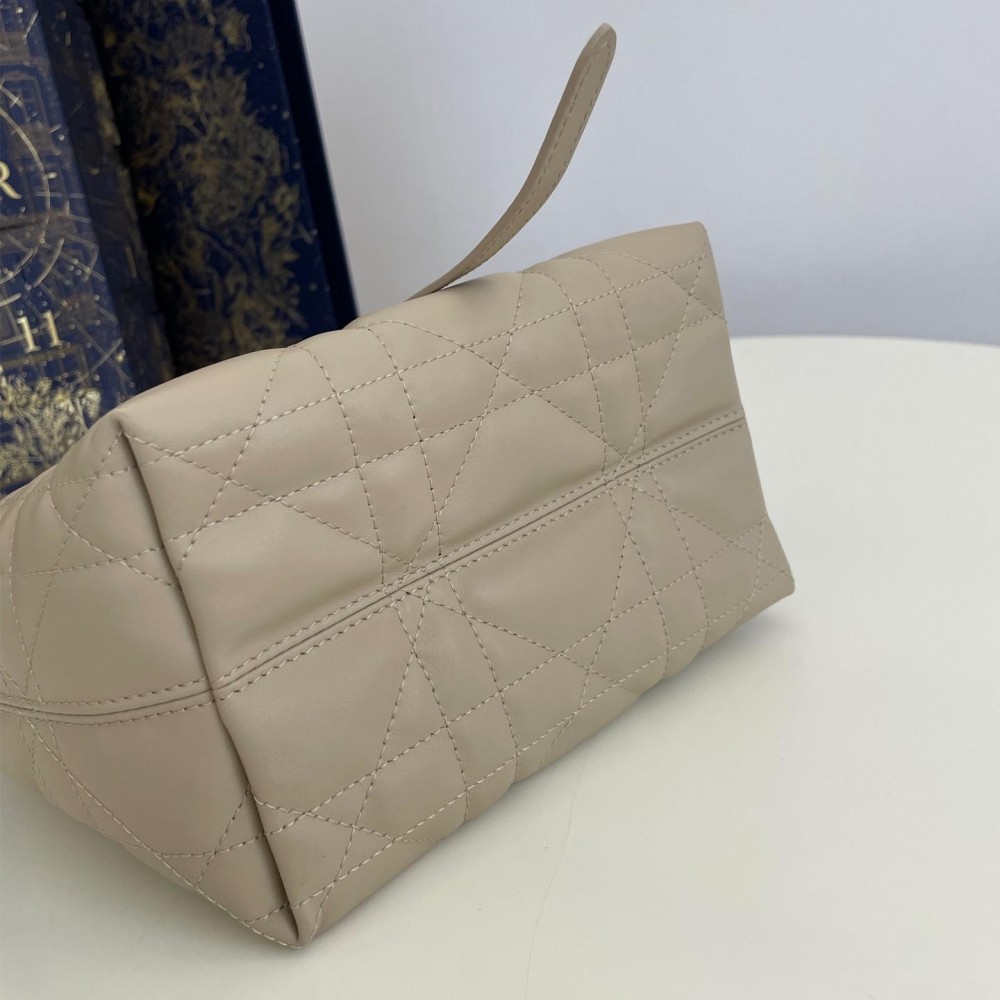 Christian Dior LADY DIOR classic small cannage stitching grey leather handbag Christian Dior LADY DIOR classic small cannage stitching grey leather handbag
