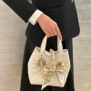 Christian Dior LADY DIOR classic small rattan stitching white leather handbag Christian Dior LADY DIOR classic small rattan stitching white leather handbag