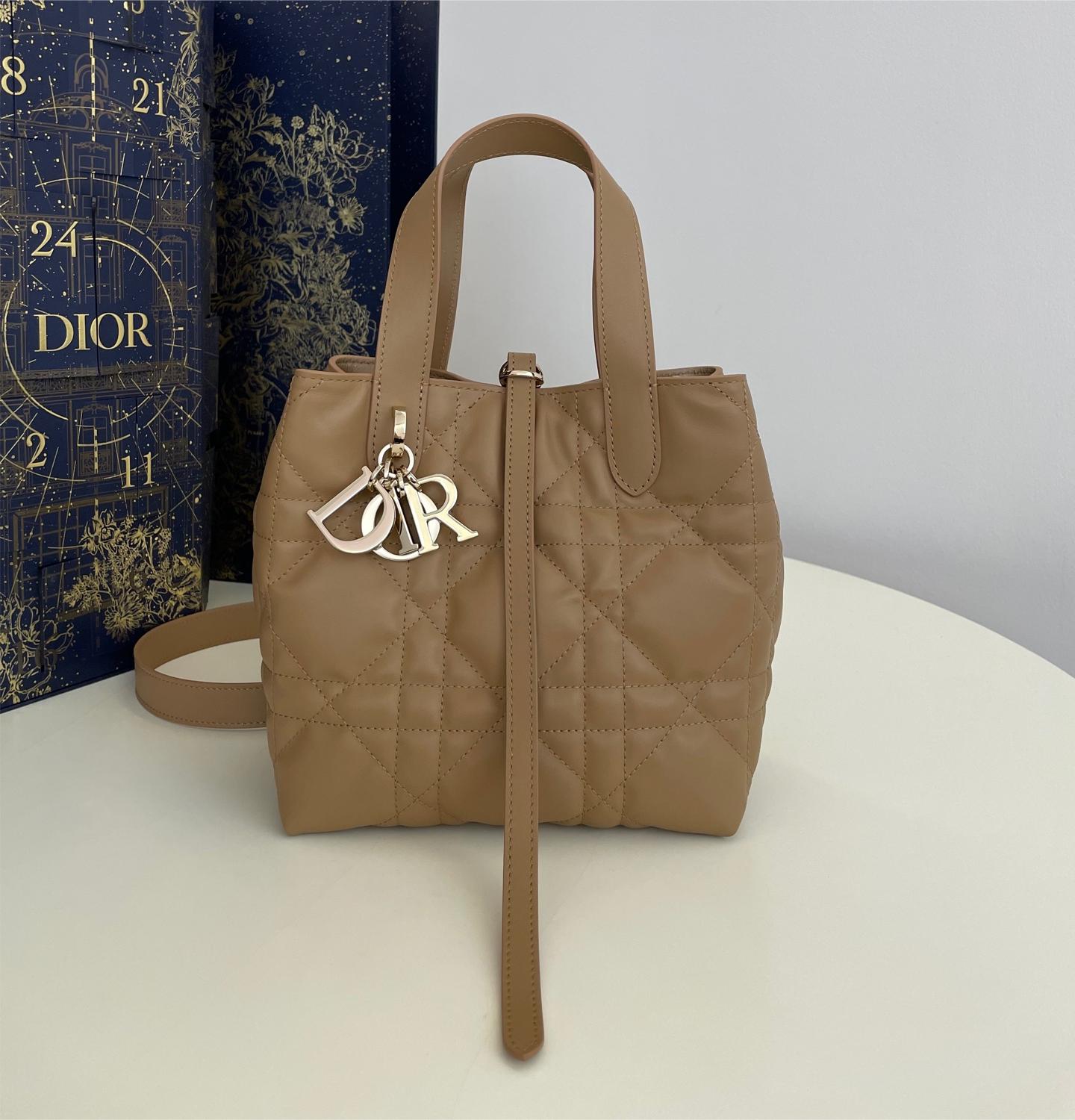 Christian Dior LADY DIOR classic small cannage stitching dark brown leather handbag Christian Dior LADY DIOR classic small cannage stitching dark brown leather handbag