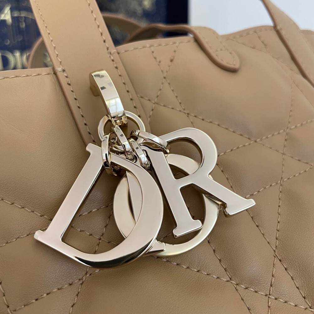 Christian Dior LADY DIOR classic small cannage stitching dark brown leather handbag Christian Dior LADY DIOR classic small cannage stitching dark brown leather handbag
